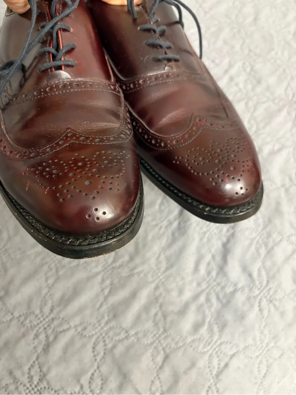 VTG WALK OVER Burgundy/oxblood Wingtip Oxford / Full Brogue Leather Shoes Sz 8D